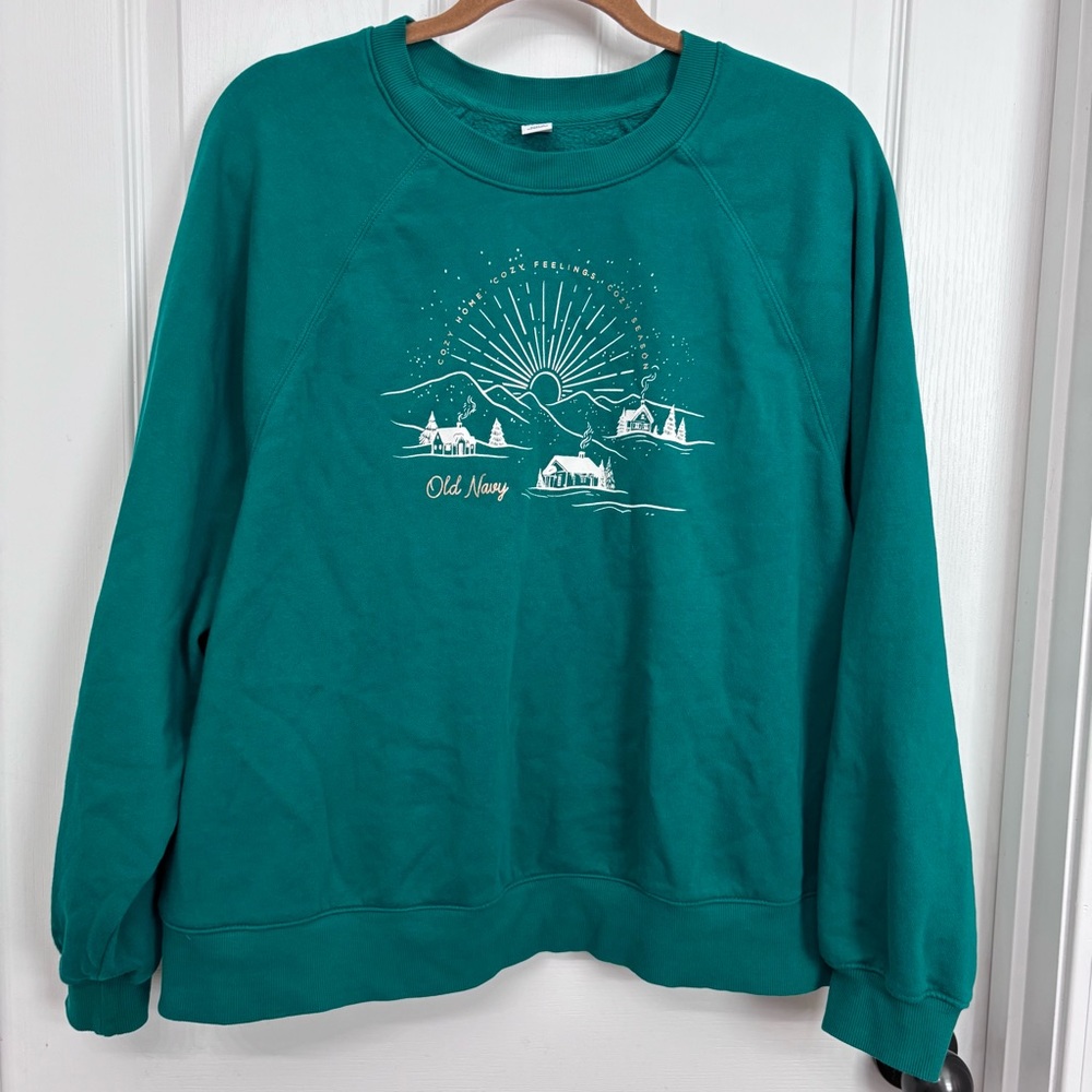 Green Cozy Winter Graphic Sweatshirt | Old Navy 2X - Picture 9 of 9